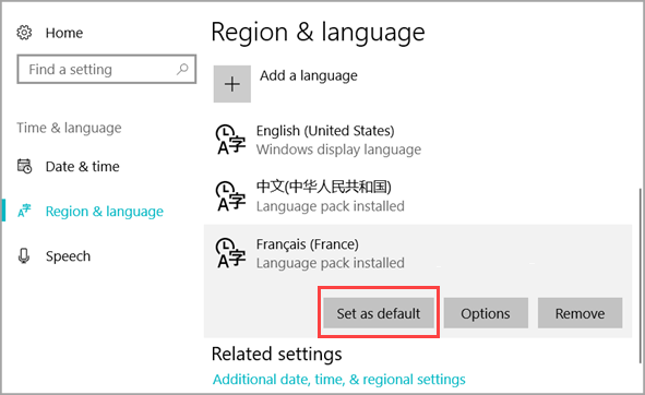 how to install language pack win 10